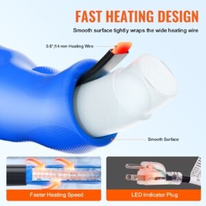 25ft heated water hose for rv, heated drinking water hose with corrugated cover antifreeze to 45 fahrenheit , automatic self regulating, 5/8" i.d. with 3/4" ght adapter, lead and bpa free
