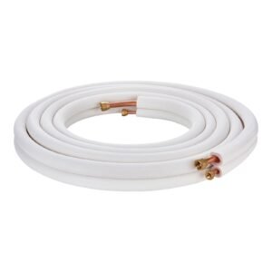 25ft mini split line set, 1/4" & 1/2" o.d copper pipes tubing and triple layer insulation, for mini split air conditioning refrigerant or heating pump equipment & hvac with wrapping strips.