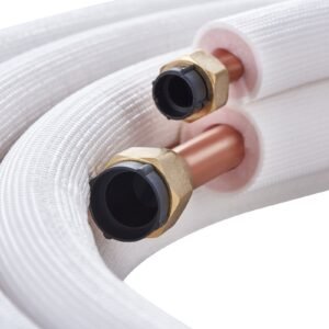 25ft mini split line set, 1/4" & 1/2" o.d copper pipes tubing and triple layer insulation, for mini split air conditioning refrigerant or heating pump equipment & hvac with wrapping strips.