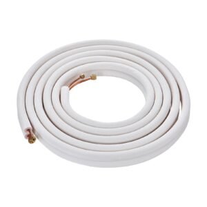 25ft mini split line set, 1/4" & 3/8" o.d copper pipes tubing and triple layer insulation, for air conditioning or heating pump equipment & hvac with rich accessories (27ft connection cable)