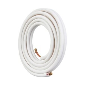 25ft mini split line set, 1/4" & 3/8" o.d copper pipes tubing and triple layer insulation, for air conditioning or heating pump equipment & hvac with rich accessories (27ft connection cable)