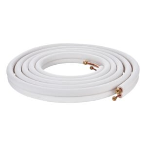 25ft mini split line set, 1/4" & 3/8" o.d copper pipes tubing and triple layer insulation, for air conditioning or heating pump equipment & hvac with rich accessories (27ft connection cable)