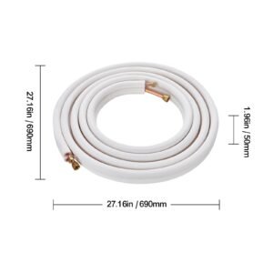 25ft mini split line set, 3/8" & 5/8" o.d copper pipes tubing and triple layer insulation, for mini split air conditioning refrigerant or heating pump equipment & hvac with wrapping strips.