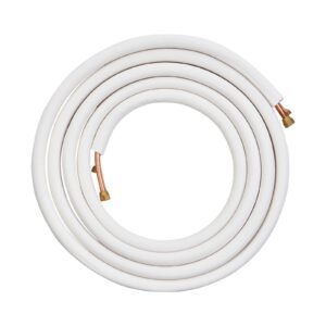 25ft mini split line set, 3/8" & 5/8" o.d copper pipes tubing and triple layer insulation, for mini split air conditioning refrigerant or heating pump equipment & hvac with wrapping strips.