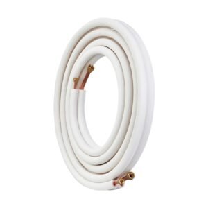 25ft mini split line set, 3/8" & 5/8" o.d copper pipes tubing and triple layer insulation, for mini split air conditioning refrigerant or heating pump equipment & hvac with wrapping strips.