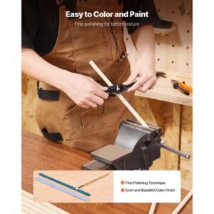 25pcs wooden dowel rods 1/2 x 12 inch natural birch wood sticks dowels, unfinished hardwood sticks for craft and diy projects, one piece cutting & smooth surface & easy to color and paint