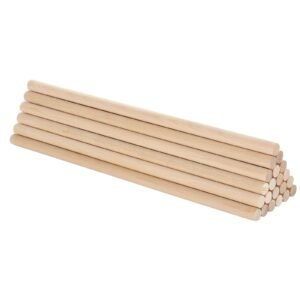 25pcs wooden dowel rods 1/2 x 12 inch natural birch wood sticks dowels, unfinished hardwood sticks for craft and diy projects, one piece cutting & smooth surface & easy to color and paint