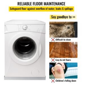 27 x 25 x 2.5 inch washing machine pan 304 stainless steel washing machine drain pan 18 ga thickness heavy duty compact washer drip tray with drain hole & hose adapter