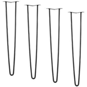 28" hairpin furniture legs, metal home diy projects for nightstand, coffee table, desk, 500lbs load capacity with rubber floor protectors, metal heavy duty sturdy modern table legs, 4pcs black