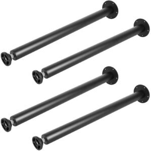 28 inch adjustable desk legs, reinforced steel office table furniture legs set of 4 for diy, 1200 lbs load capacity heavy duty desk legs, quick instalation legs with adjustable foot cup black
