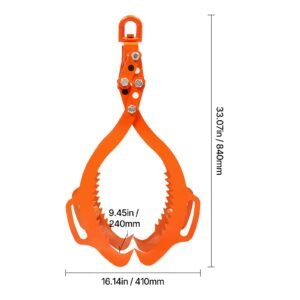 28in log lifting tongs, 4 claw log tongs, heavy duty steel log grapple, 2650lbs lifting capacity, swivel log graper timber, eagle claw design, log skidding tongs for trucks, tractors, forklifts