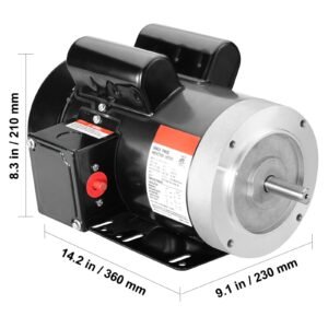 2hp electric motor 1725 rpm, ac 115v/230v, 56c frame, air compressor motor single phase, 5/8" keyed shaft, cw/ccw rotation for agricultural machinery and general equipment
