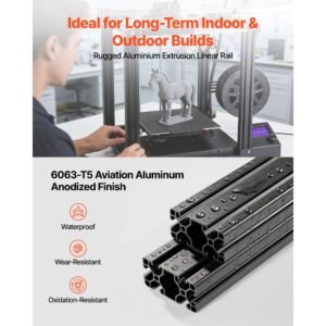 2pcs 4080 aluminum extrusion profile, 19.69 inch 500 mm, t slot european standard anodized linear rail, high strength extruded aluminum rail, for 3d printer parts and cnc diy workbench, black