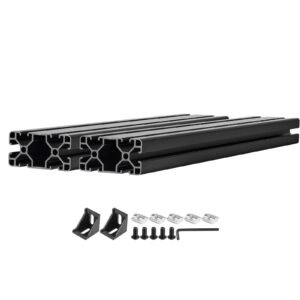 2PCS 4080 Aluminum Extrusion Profile, 19.69 Inch 500 mm, T Slot European Standard Anodized Linear Rail, High-Strength Extruded Aluminum Rail, for 3D Printer Parts and CNC DIY Workbench, Black