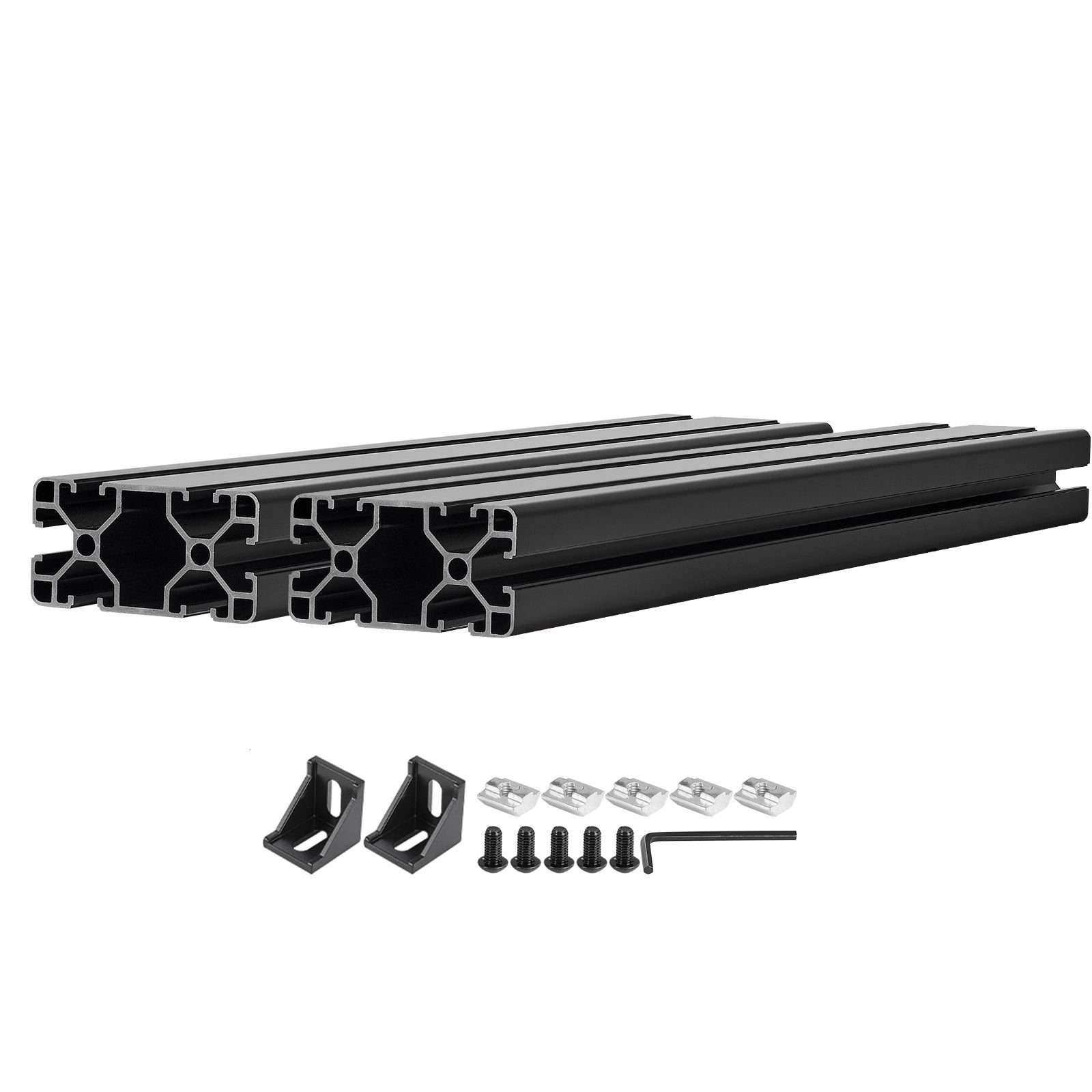 2pcs 4080 aluminum extrusion profile, 19.69 inch 500 mm, t slot european standard anodized linear rail, high strength extruded aluminum rail, for 3d printer parts and cnc diy workbench, black