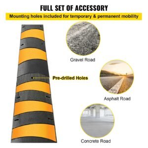 2pcs 6 feet rubber speed bump driveway modular heavy duty speed bumps 72.4 x 12 x 2.4 inch cable protector ramp for garage gravel roads asphalt concrete