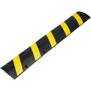 2pcs 6 ft/72'' rubber speed hump, 2 channel, 22000 lbs capacity heavy duty traffic speed bump, with high reflective yellow strip 8 expansion screws and 1 drill, for asphalt concrete gravel roads