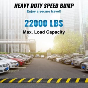 2pcs 6 ft/72'' rubber speed hump, 2 channel, 22000 lbs capacity heavy duty traffic speed bump, with high reflective yellow strip 8 expansion screws and 1 drill, for asphalt concrete gravel roads