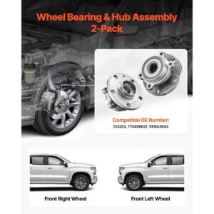 2pcs front wheel bearing & hub assembly fit for 2018 audi q3 komfort premium plus sport utility 4 door volkswagen beetle coast convertible 2 door 2.0l oem 513253, wheel bearing hub assembly set