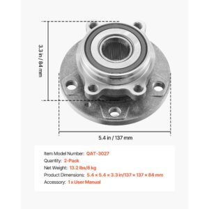 2pcs front wheel bearing & hub assembly fit for 2018 audi q3 komfort premium plus sport utility 4 door volkswagen beetle coast convertible 2 door 2.0l oem 513253, wheel bearing hub assembly set