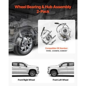 2pcs front wheel bearing & hub assembly fit for 2020 cadillac escalade base platinum premium luxury sport utility chevy suburban ls lt oem 515160, wheel bearing hub assembly set with abs sensor