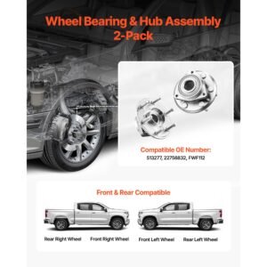 2pcs front/rear wheel bearing & hub assembly fit for 2016 2017 buick enclave convenience leather premium sport utility chevy traverse ls gmc acadia oem 513277, wheel bearing hub assembly set
