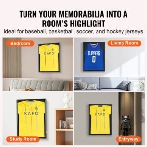 2pcs jersey display frame case, 23.3x31.2x1.5 in, large lockable sport jersey shadow box with 98% uv protection pc glass and hangers, for baseball basketball football hockey shirt and uniform
