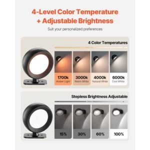 2pcs led wall sconces, rechargeable battery operated wall sconces lamps with remote control, 360° rotation dimmable wireless wall lights with adjustable color temps, brightness & 4 level timer
