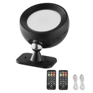 2PCS LED Wall Sconces, Rechargeable Battery Operated Wall Sconces Lamps with Remote Control, 360° Rotation Dimmable Wireless Wall Lights with Adjustable Color Temps, Brightness & 4-Level Timer