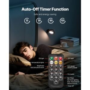2pcs led wall sconces, rechargeable battery operated wall sconces lamps with remote control, 360° rotation dimmable wireless wall lights with adjustable color temps, brightness & 4 level timer