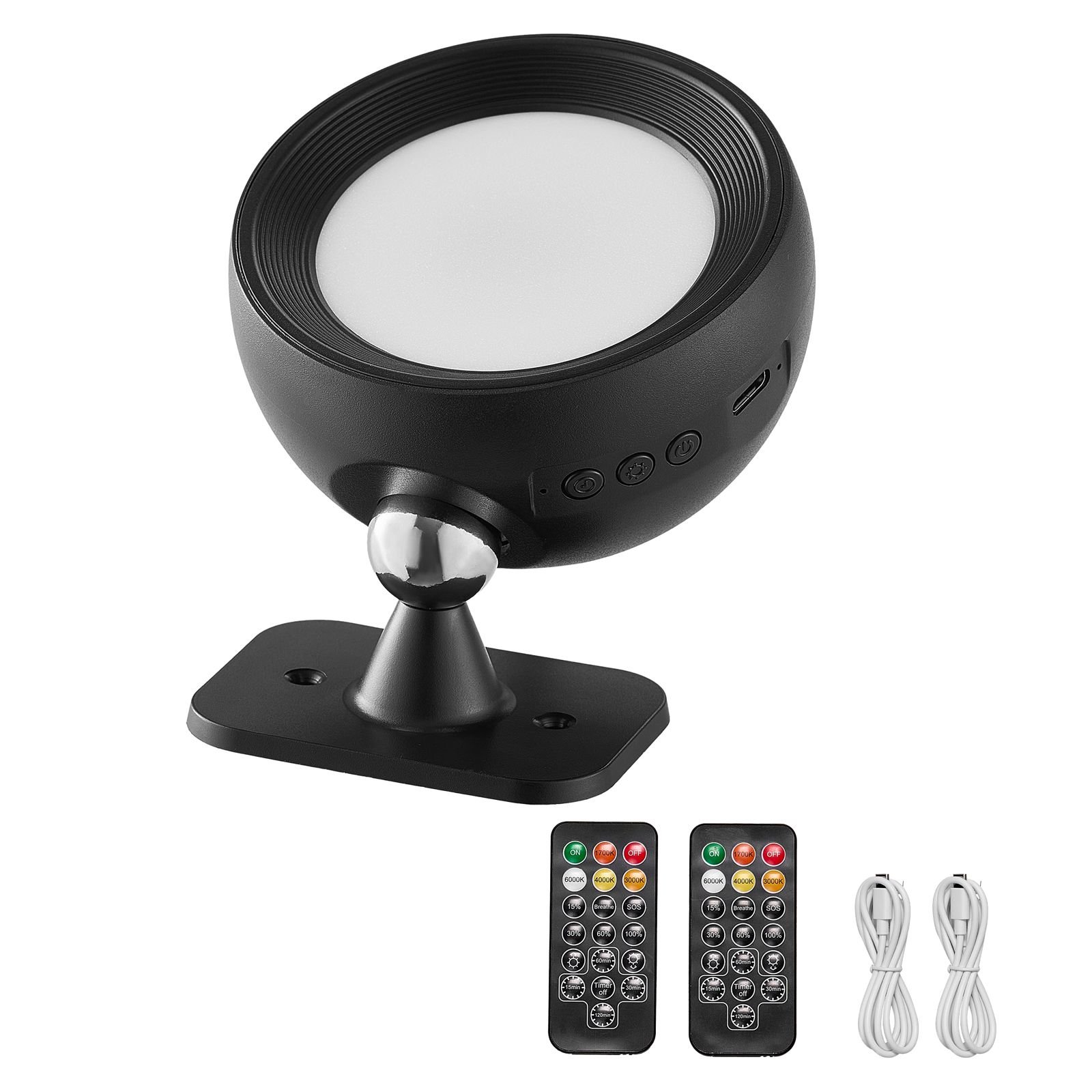 2pcs led wall sconces, rechargeable battery operated wall sconces lamps with remote control, 360° rotation dimmable wireless wall lights with adjustable color temps, brightness & 4 level timer