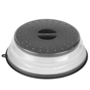 2pcs microwave splatter covers, 10.4" collapsible microwave lid for food, 300 fahrenheit heat resistant pp splatter guard for plate dish, multi use kitchen colander gadget