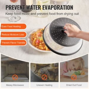 2pcs microwave splatter covers, 10.4" collapsible microwave lid for food, 300 fahrenheit heat resistant pp splatter guard for plate dish, multi use kitchen colander gadget