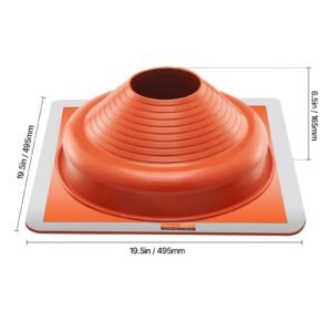 2pcs roof pipe flashing boots, fit pipe od 6 3/4" to 14", flexible silicone roofing jack pipe flashing, high temp 101 fahrenheit to 437 fahrenheit, square metal base