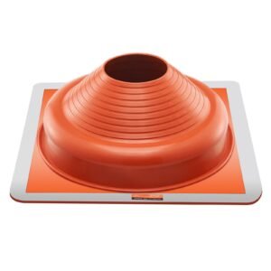 2pcs roof pipe flashing boots, fit pipe od 6 3/4" to 14", flexible silicone roofing jack pipe flashing, high temp 101 fahrenheit to 437 fahrenheit, square metal base