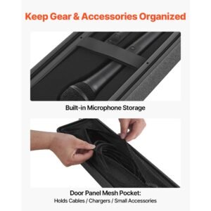 2u rack case, 12 in depth, rackmount flight case shallow rack with microphone compartment, polyethylene construction, recessed latches, easy installation, for amplifier, 8.7 in internal depth