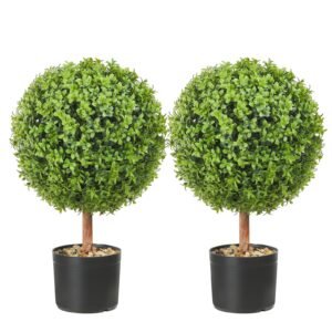 2x Artificial Boxwood Ball Ø40,6cm Garden Deco Boxwood in Flowerpot Ball Artificial Boxwood Ball Artificial Plant made of PE, Wood, PP incl. 4 pcs. Decorative butterflies and 10 pcs. Replacement