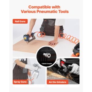 3 gallon air compressor, 1/3hp 0.54cfm @ 90psi portable pancake air compressor & 100psi max working pressure, oil free compressor tank for tire inflation, spray painting, woodwork nailing, 120v