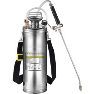 3 gallon stainless steel sprayer, 20" wand & 3ft reinforced hose, hand pump sprayer with pressure gauge, safety valve & adjustable nozzle, garden weed sprayer for lawn, gardening & sanitizing