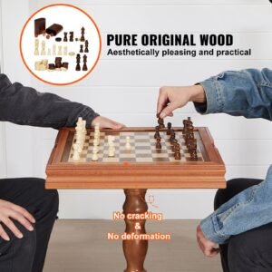 3 in 1 chess checkers backgammon table set, 18 inch premium wooden chess table, deluxe combo game table furniture set, chess set board game gift for family board games