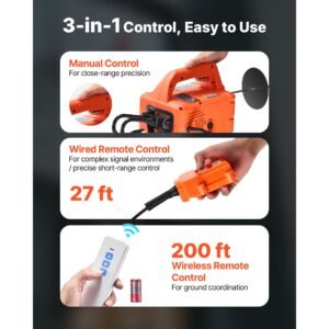 3 in 1 electric hoist winch, 1100 lbs capacity, 1500w portable electric power winch, 25 ft lifting height, 16.4 ft/min with manual, wired & wireless remote control for factory, warehouss, garage