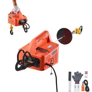 3-in-1 Electric Hoist Winch, 1100 lbs Capacity, 1500W Portable Electric Power Winch, 25 ft Lifting Height, 16.4 ft/min with Manual, Wired & Wireless Remote Control for Factory, Warehouss, Garage