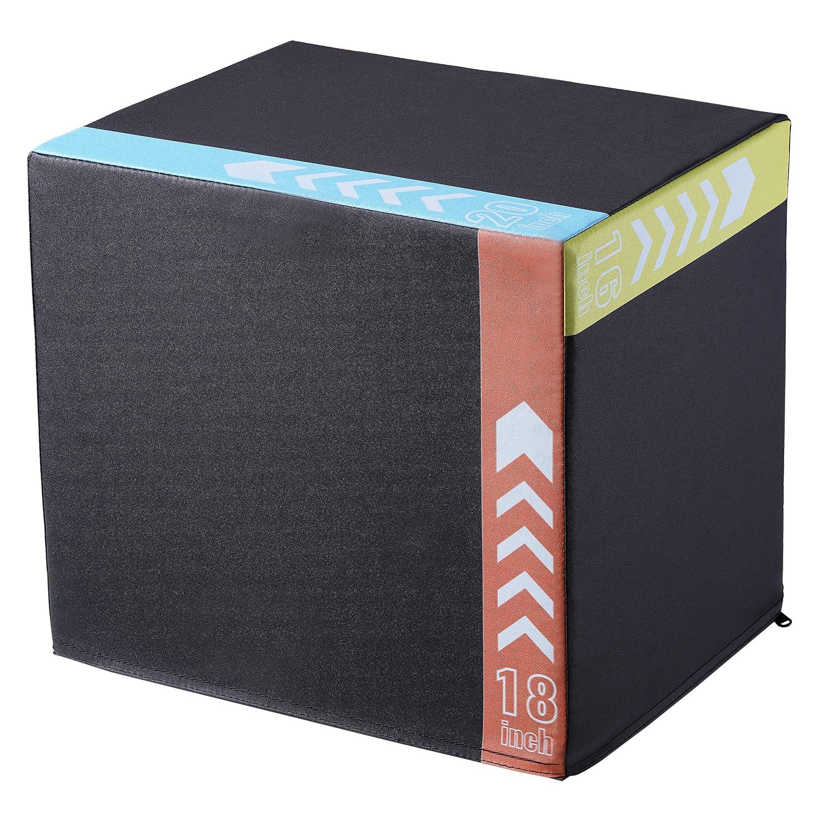 3 in 1 plyometric jump box, 20/18/16 inch cotton plyo box, platform & jumping agility box, anti slip fitness exercise step up box for home gym training, conditioning strength training, black