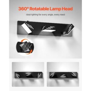 3 light led modern vanity light fixtures, 19.69 inch, black finish bathroom wall lighting fixture over mirror, with ip44 waterproof, for bathroom, living room, bedroom, hallway, cool white 6000k