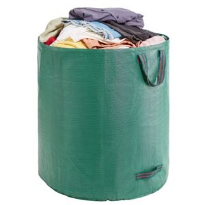 3 pack 72 gallon reusable yard waste bag, large lawn garden bags, heavy duty collapsible garden leaf trash container, stand up grass clipping bin, with reinforcement ring and handles, 26.4x30 in
