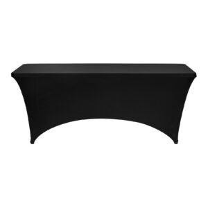 3 pack table cloth for 6ft rectangular fitted events, wrinkle resistant stretch black table covers, washable spandex tablecloth protector, for party, wedding, cocktail, banquet, festival