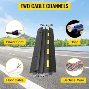 3 pcs 2 cable rubber electrical wire cover cord protector ramp 11000 lbs