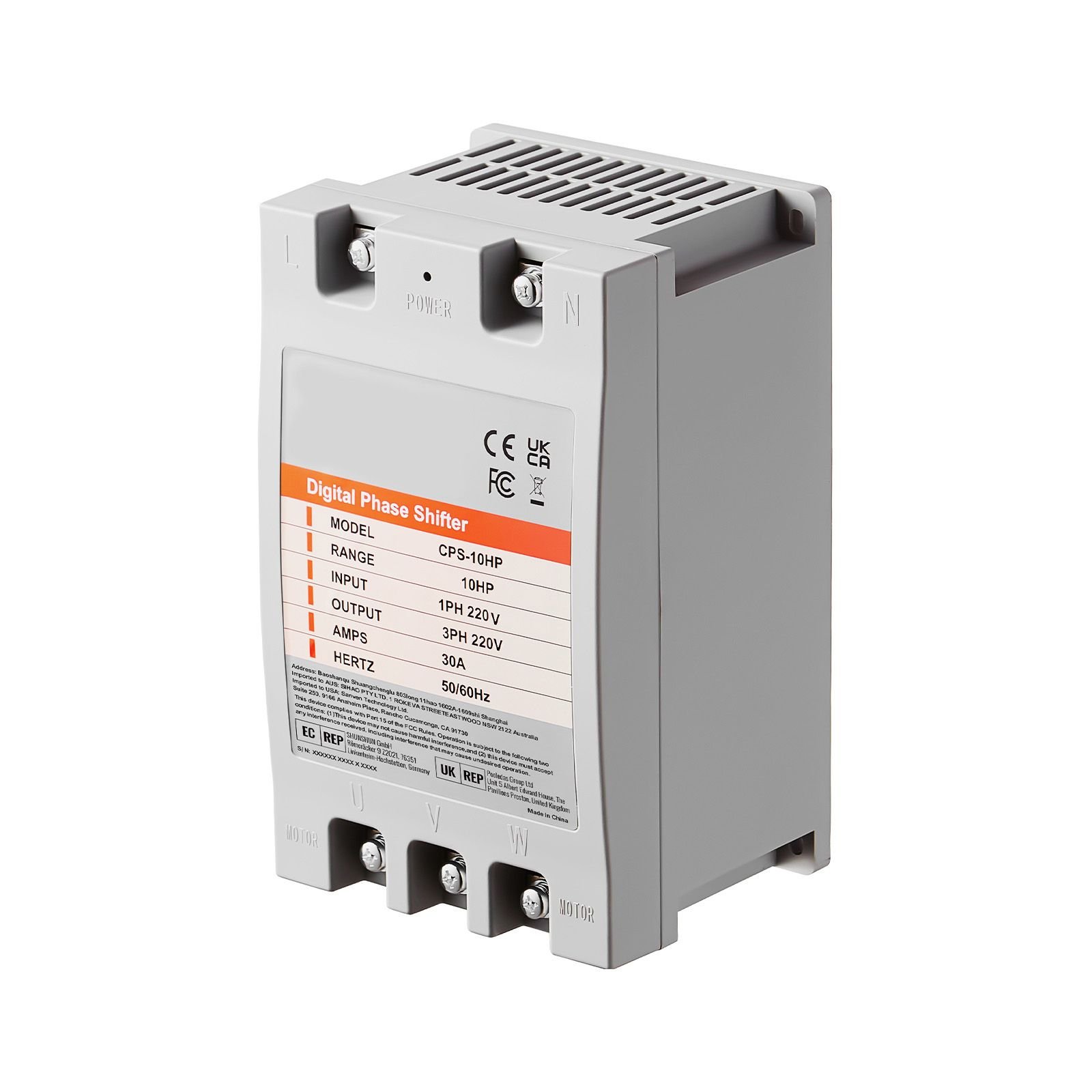3 phase converter 10hp 30a 220v single phase to 3 phase converter, digital phase shifter for residential and light commercial use, 220v input/output (one converter for one motor only)