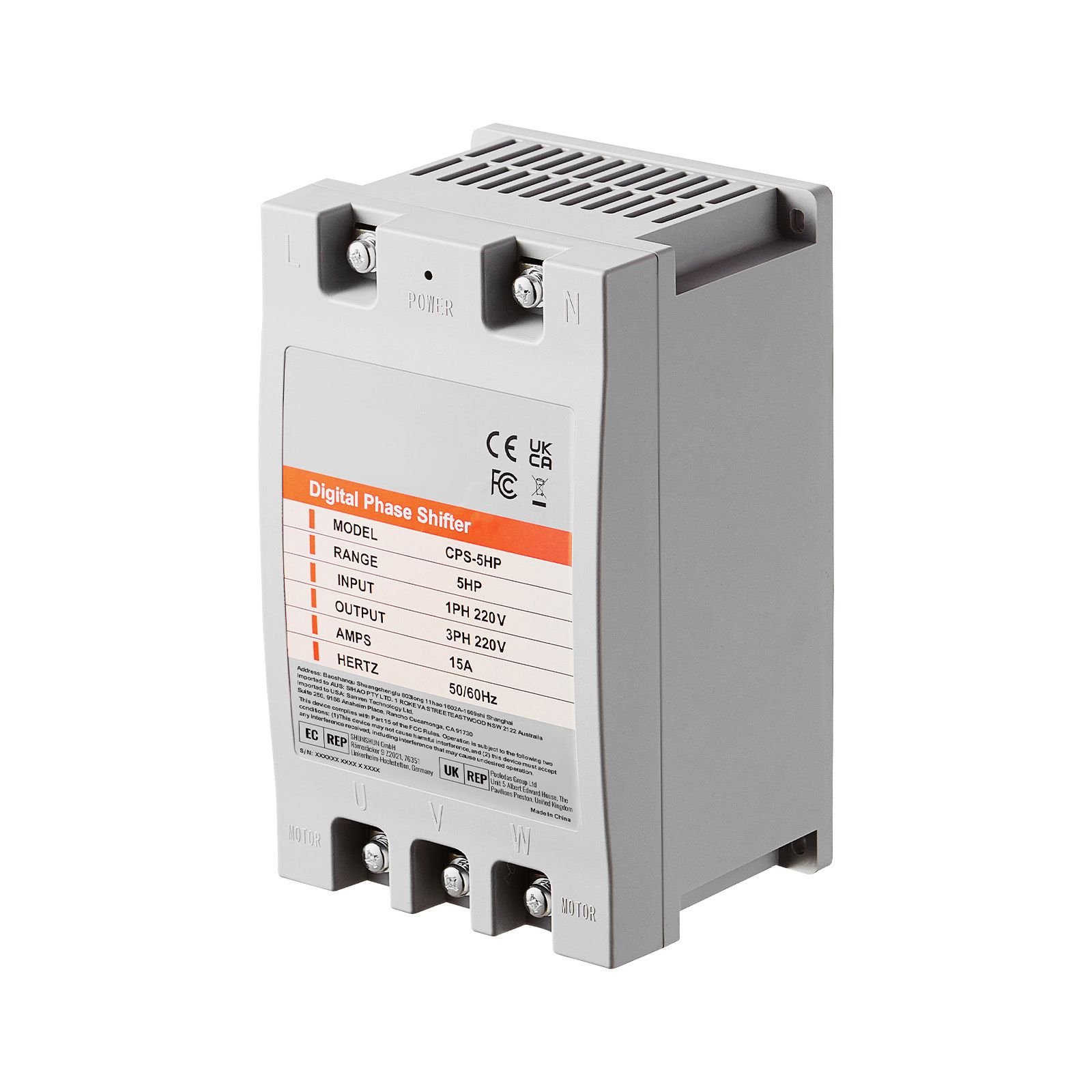 3 phase converter 5hp 15a 220v single phase to 3 phase converter, digital phase shifter for residential and light commercial use, 220v input/output (one converter for one motor only)