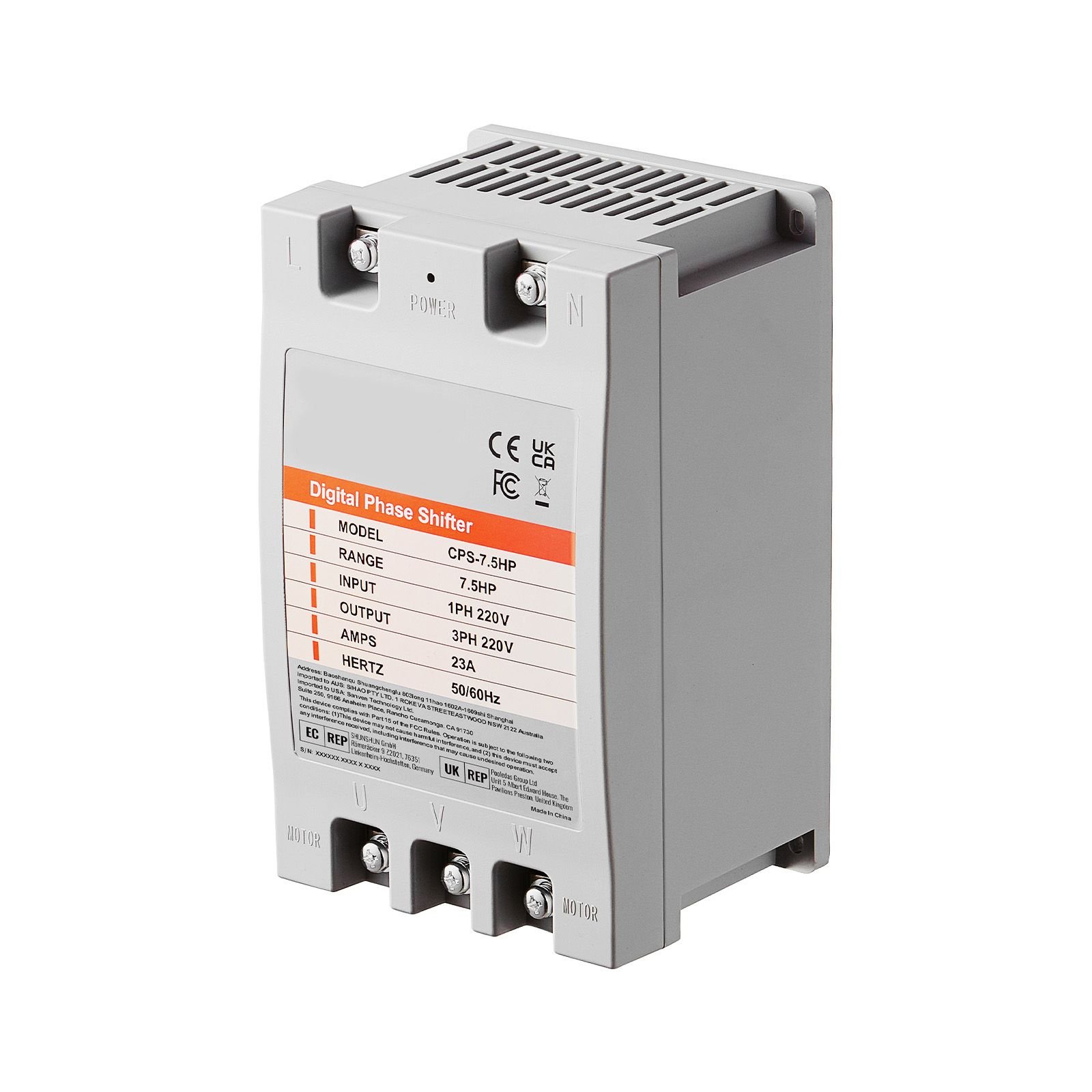 3 phase converter 7.5hp 23a 220v single phase to 3 phase converter, digital phase shifter for residential & light commercial use, 220v input/output (one dps must be used on one motor only)